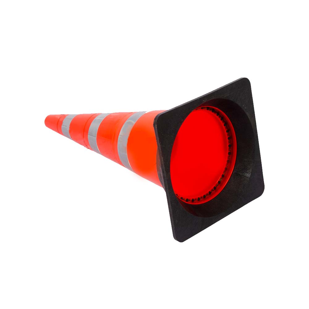 слайдер изображения Конус дорожный сигнальныйКонус дорожный сигнальный (750 мм КС-3.10.3 3 световозвращающие полосы тяжёлое резиновое основание)