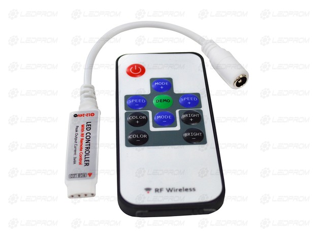 Мини-контроллер RGB, 144вт, 12в, радио пульт, 19 режимов  Аркат