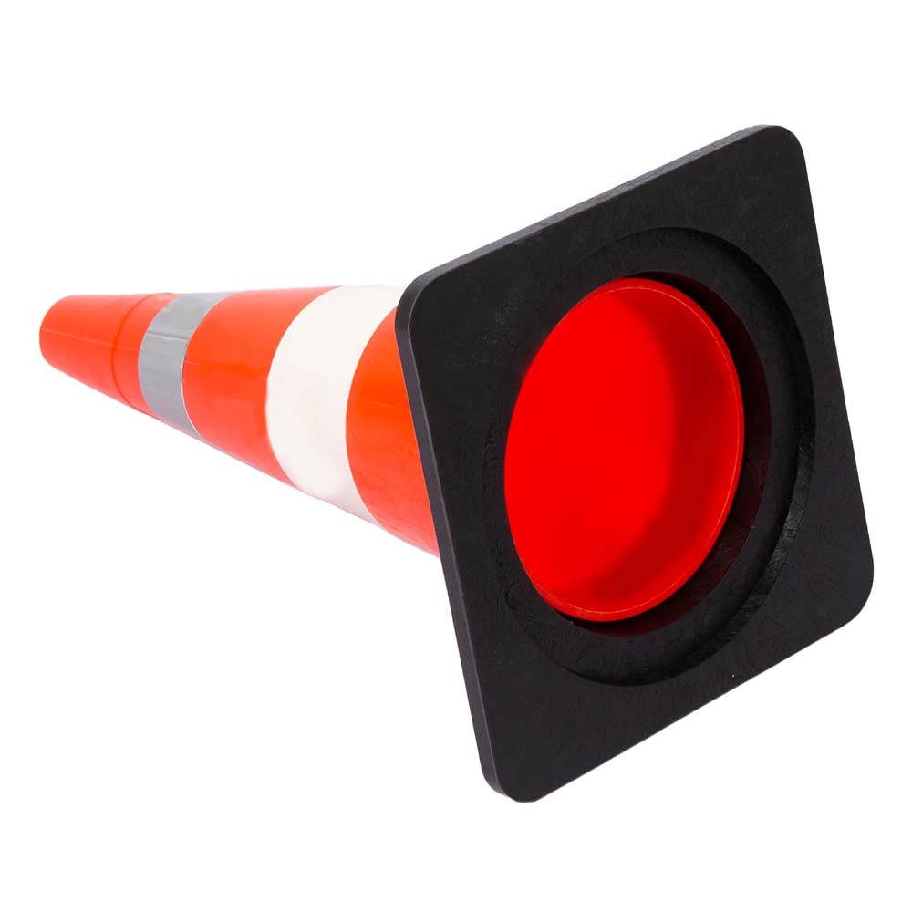 слайдер изображения Конус дорожный сигнальныйКонус дорожный сигнальный (520 мм КС-2.6.3 белая полоса, световозвращающая полоса тяж. резин. основ.)