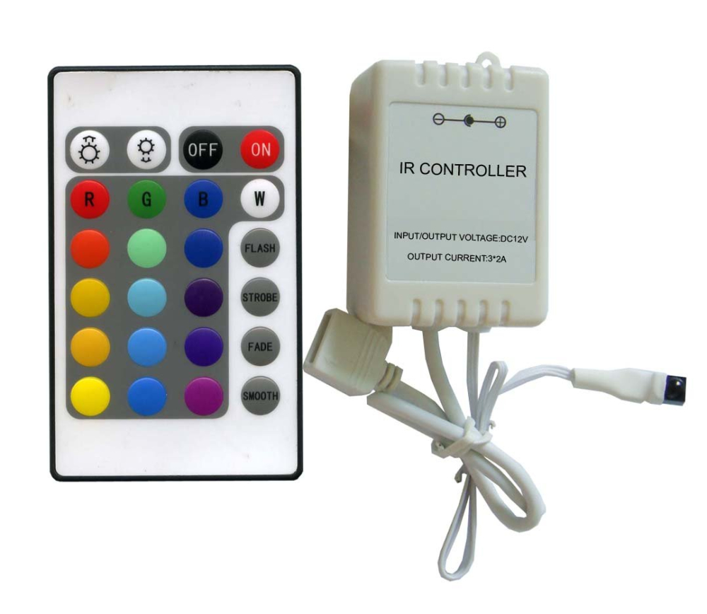 Контроллер RGB 108вт 12в  ИК сигнал 24 кнопки  
