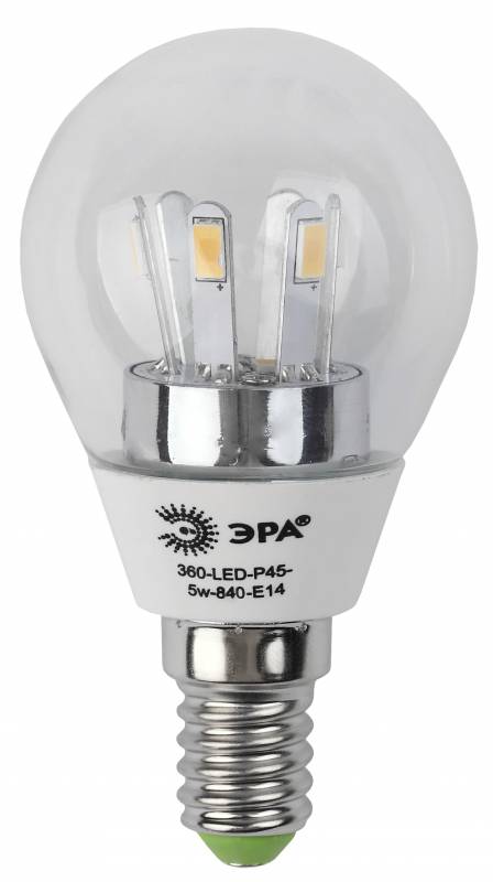 Лампа 360-LED Р45-7W-827 Е14 шар прозрачный ЭРА  