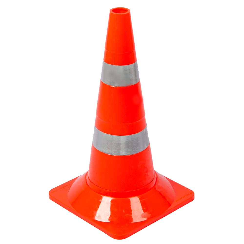 слайдер изображения Конус дорожный сигнальныйКонус дорожный сигнальный (520 мм КС-2.8 2 световозвращающие полосы утяжелённый)