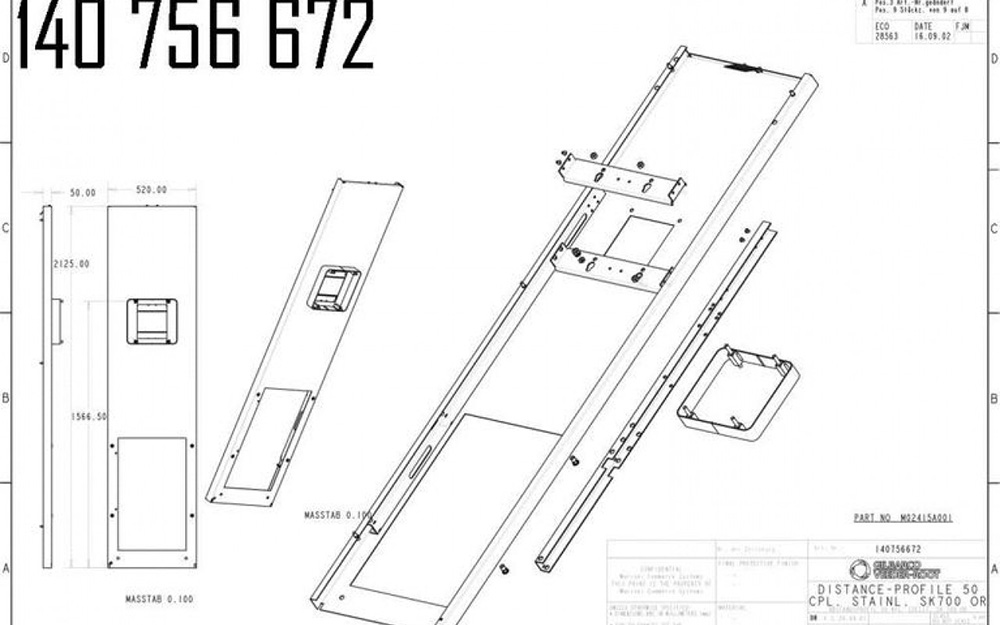 Профиль распорный 50 в сборе SK 700 OR (высококачественная сталь) 140756672 Gilbarco