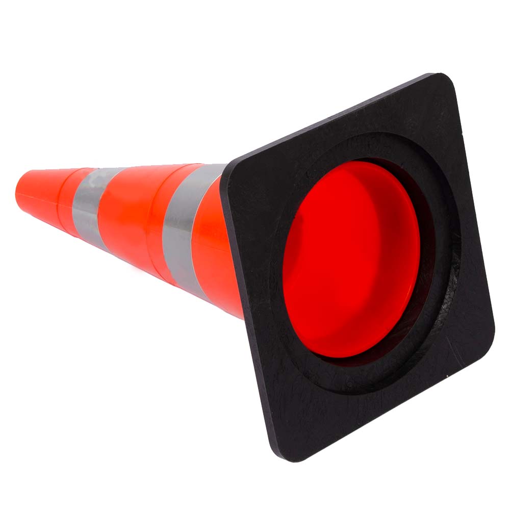 слайдер изображения Конус дорожный сигнальныйКонус дорожный сигнальный (520 мм КС-2.8.3 2 световозвращающие полосы тяжёлое резиновое основание)