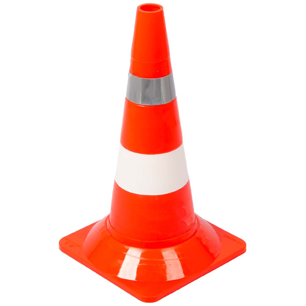 слайдер изображения Конус дорожный сигнальныйКонус дорожный сигнальный (520 мм КС-2.5 1 белая полоса 1 световозвращающая полоса)