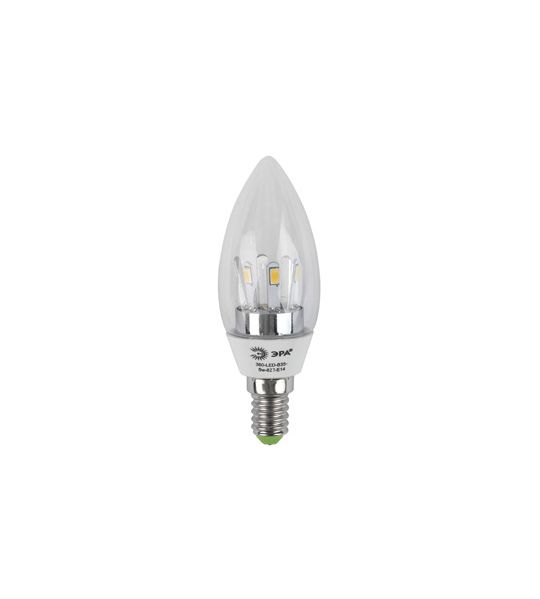 Лампа 360-LED В35-7W-840 Е14 свеча прозрачная ЭРА  